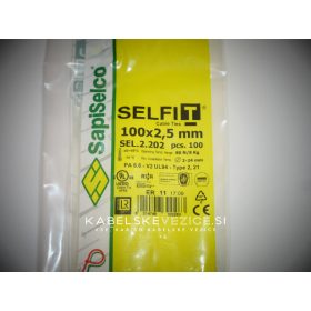 Cable tie SapiSelco SELFIT 100x2.5 mm – natural color, 1 pack = 100 pcs, industrial quality (SEL.2.202)