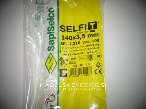 Kabelska vezica SapiSelco SELFIT 140x3,5 mm – naravna barva, 1 pak = 100 kosov, industrijska kakovost (SEL.2.210)