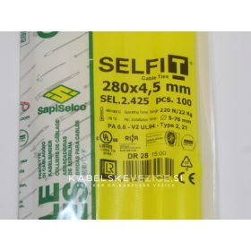 SapiSelco SELFIT cable tie 280x4.5 mm – natural color (pack of 100)