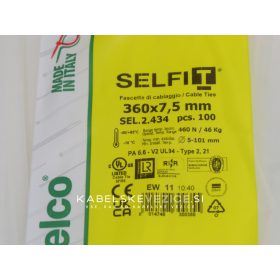 Kabelska vezica SapiSelco SELFIT 360x7,5 mm – naravna barva, 1 pak = 100 kosov, industrijska kakovost (SEL.2.434)
