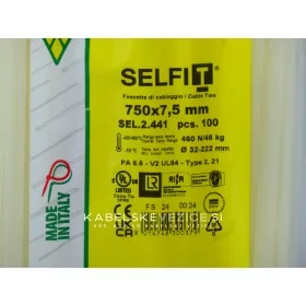 Kabelske vezice 750x7,5 mm naravne - SapiSelco SELFIT