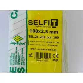 SapiSelco barvna kabelska vezica 100x2,5 mm, siva (1 pak / 100 kos) SEL.21.202R