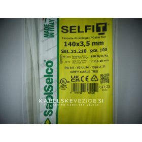   Kabelbinder grau 140x3,5 mm SapiSelco - Premiumqualität (1 Pkg. / 100 Stk.) [SEL.21.210R]