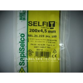 SapiSelco barvna kabelska vezica 200x4,5 mm, siva (1 pak / 100 kos) SEL.21.223R