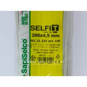 SapiSelco barvna kabelska vezica 200x4,5 mm, siva (1 pak / 100 kos) SEL.21.223R