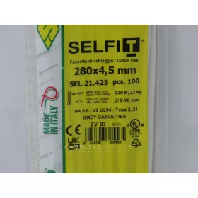 SapiSelco barvna kabelska vezica 280x4,5 mm, siva (1 pak / 100 kos) SEL.21.425R