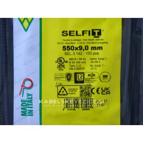Kabelske vezice 550x9 mm črne - SapiSelco SELFIT