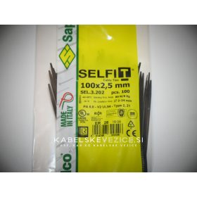 Cable Tie – Zip Tie 100x2.5 mm Black – STRONG and durable SapiSelco SELFIT, industrial-grade, 100 pcs/pack [SEL.3.202]