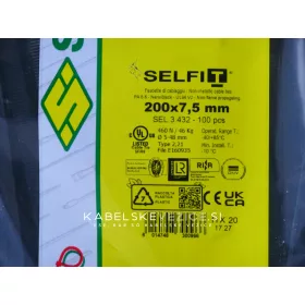 Kabelske vezice 200x7,5 mm črne - SapiSelco SELFIT