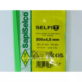 SapiSelco barvna kabelska vezica 200x4,5 mm, fluorescenčno zelena (1 pak / 100 kos) SEL.41.223R