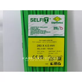   Neon kabelske vezice fluorescenčno zelene 280x4,5 mm SapiSelco (1 pak / 100 kos) SEL.41.425R