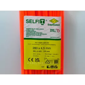   Neon kabelske vezice fluorescenčno oranžne 280x4,5 mm SapiSelco  (1 pak / 100 kos) SEL.42.425R