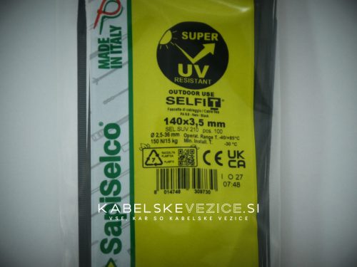 Kabelbinder 140x3,5 mm mit Edelstahlzunge - extra stark, schwarz (100 Stk./Pkg.) SapiSelco [MET.3.2110R]