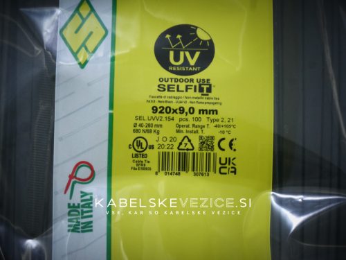 UV-resistant cable tie 920x9 for outdoor applications (100 pcs/package) SapiSelco [SEL.UVV2.154R]