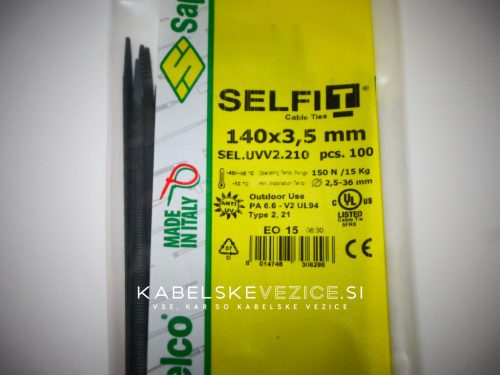 UV-resistant cable tie 140x3.5 for outdoor applications (100 pcs/package) SapiSelco [SEL.UVV2.210R]