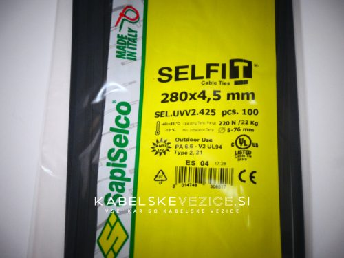 UV-beständiger Kabelbinder 280x4,5 für den Außenbereich (100 Stk./Packung) SapiSelco [SEL.UVV2.425R]