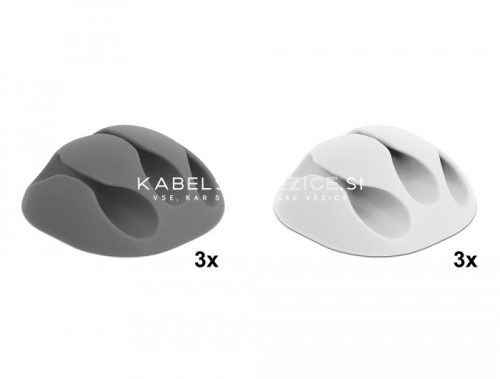 Delock samolepilno držalo za kable s trojno sponko, komplet 6 kosov – za kable do premera 5 mm (18297)