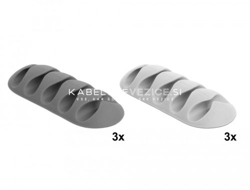 Delock samolepilno držalo za kable s petkratno sponko, komplet 6 kosov – za kable do premera 5 mm (18298)